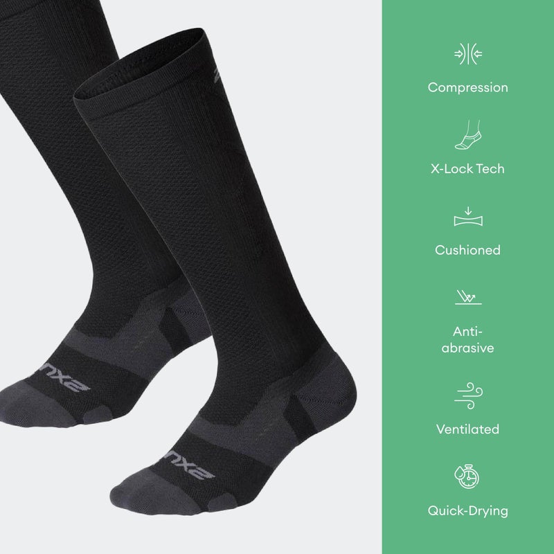 2XU Vectr Full Length Sock, Black/Titanium, L1 - Image 3